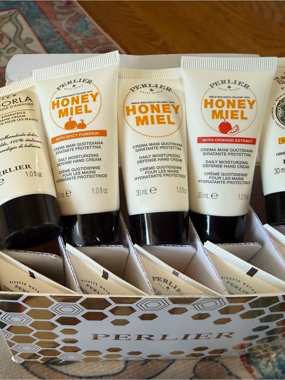 Perlier Honey Miel Daily Moisturizing Hand Cream - White/Orange- boxed set of 10